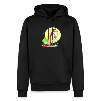 Une femme - Sweat à capuche Premium bio Homme - noir - Devant - Nico (187cm)