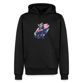 Cyberpunk Manga Kriger - Men’s Premium Organic Hoodie - black - Front - Nico (187cm)