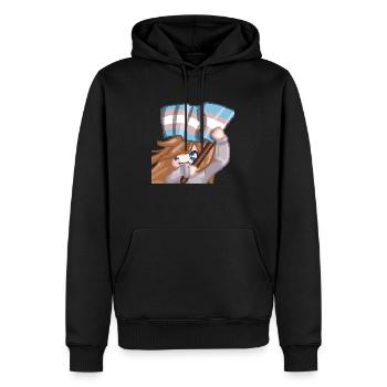PillowG1rl Emote mit Transflagge - Männer Premium Bio Hoodie - Schwarz - Vorne - Nico (187cm)