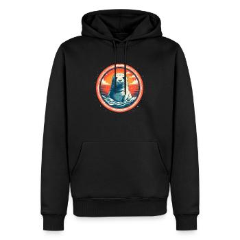 Phoque mignon - Sweat à capuche Premium bio Homme - noir - Devant - Nico (187cm)