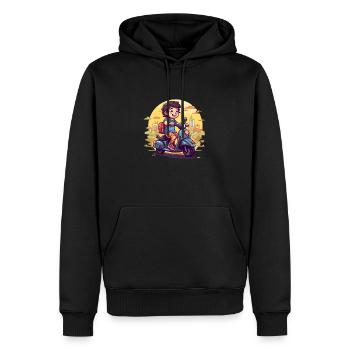 Youth on the Move - Garçon avec scooter - Sweat à capuche Premium bio Homme - noir - Devant - Nico (187cm)