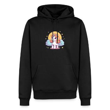 Cadeau d’anniversaire licorne - Sweat à capuche Premium bio Homme - noir - Devant - Nico (187cm)