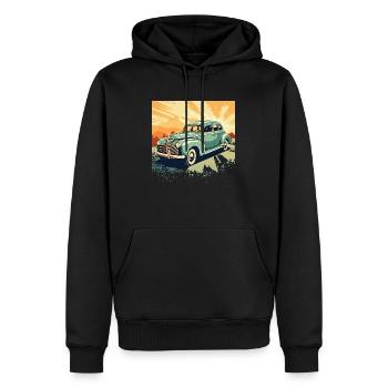 Élégance intemporelle - Le classique sur roues - Sweat à capuche Premium bio Homme - noir - Devant - Nico (187cm)