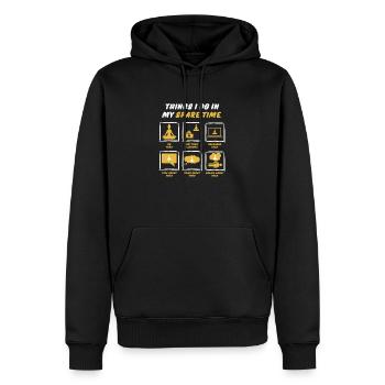 YOGA IN SPARE TIME - Men’s Premium Organic Hoodie - black - Front - Nico (187cm)