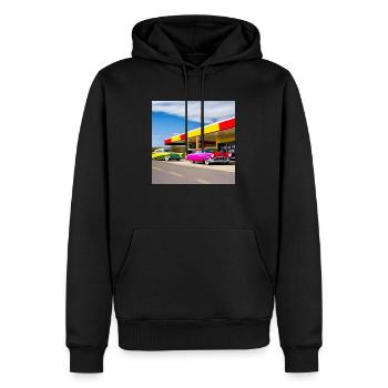 C02 - Männer Premium Bio Hoodie - Schwarz - Vorne - Nico (187cm)