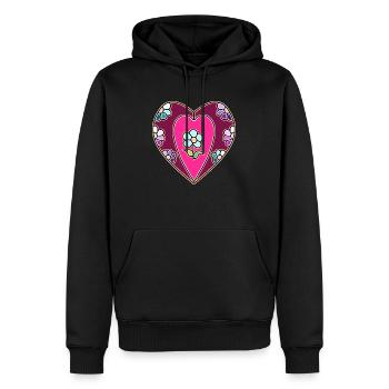 Herz - Männer Premium Bio Hoodie - Schwarz - Vorne - Nico (187cm)