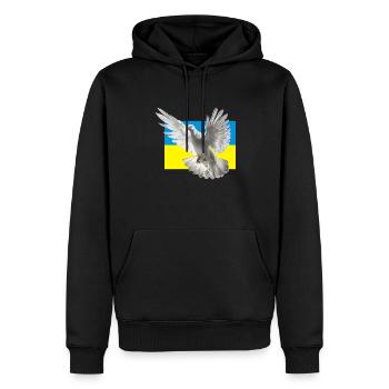 Friedenstaube Ukraine Geschenk - Männer Premium Bio Hoodie - Schwarz - Vorne - Nico (187cm)
