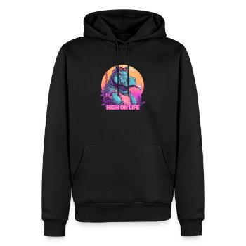 Hippos - High on Life - Männer Premium Bio Hoodie - Schwarz - Vorne - Nico (187cm)