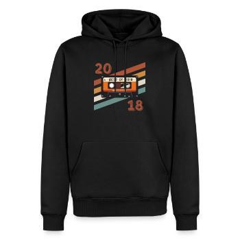 2018 rétro vintage anniversaire - Sweat à capuche Premium bio Homme - noir - Devant - Nico (187cm)