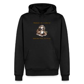 Büro Faultier mit lustigem Spruch zu Eile & Stress - Männer Premium Bio Hoodie - Schwarz - Vorne - Nico (187cm)