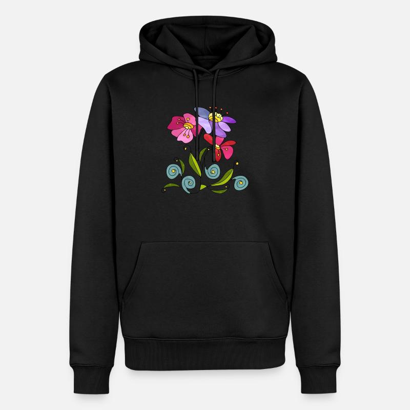 Fleur - Sweat à capuche Premium bio Homme - noir