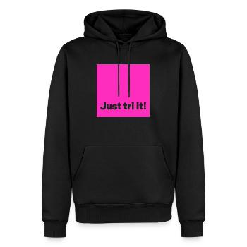 just tri it pink - Männer Premium Bio Hoodie - Schwarz - Vorne - Nico (187cm)