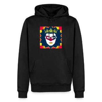 A006 - Männer Premium Bio Hoodie - Schwarz - Vorne - Nico (187cm)
