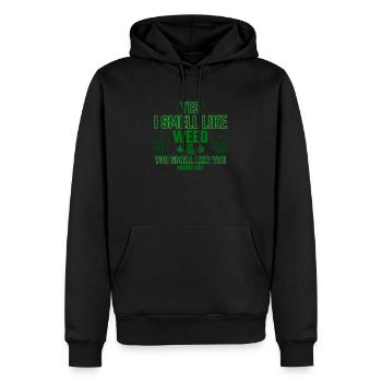 Oui je sens l’herbe Tu sens comme si tu avais manqué - Sweat à capuche Premium bio Homme - noir - Devant - Nico (187cm)