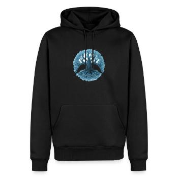 Lebensbaum Meditation Yoga Baum des Lebens - Männer Premium Bio Hoodie - Schwarz - Vorne - Nico (187cm)