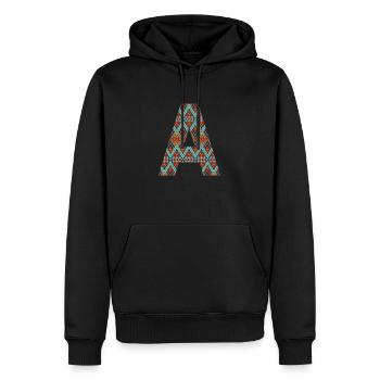 Buchstabe A- Boho-Design - Männer Premium Bio Hoodie - Schwarz - Vorne - Nico (187cm)