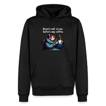 Drôle de chat et de café - Sweat à capuche Premium bio Homme - noir - Devant - Nico (187cm)