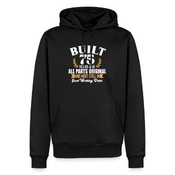 Built 75 Years Ago... - Männer Premium Bio Hoodie - Schwarz - Vorne - Nico (187cm)