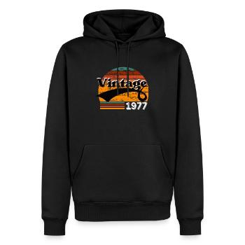 Jahrgang 1977 - Männer Premium Bio Hoodie - Schwarz - Vorne - Nico (187cm)