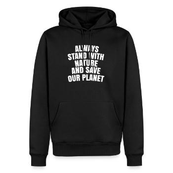Always stand with nature and save the planet - Men’s Premium Organic Hoodie - black - Front - Nico (187cm)