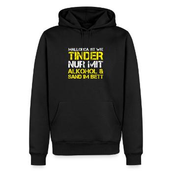 MALLORCA IST WIE TINDER NUR MIT ALKOHOHL & SAND 23 - Männer Premium Bio Hoodie - Schwarz - Vorne - Nico (187cm)