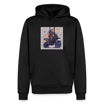Fluid Biker girl - Anime Style - Men’s Premium Organic Hoodie - black - Front - Nico (187cm)