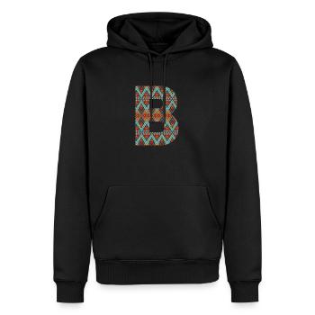 Lettre B- design boho, monogramme coloré - Sweat à capuche Premium bio Homme - noir - Devant - Nico (187cm)
