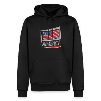 America Fahne Flagge - Männer Premium Bio Hoodie - Schwarz - Vorne - Nico (187cm)