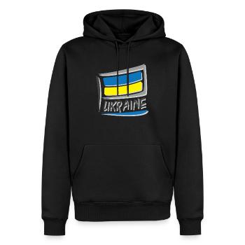 Drapeau de l’Ukraine - Sweat à capuche Premium bio Homme - noir - Devant - Nico (187cm)