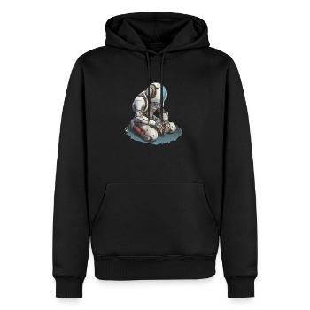 Sad Robot - Männer Premium Bio Hoodie - Schwarz - Vorne - Nico (187cm)