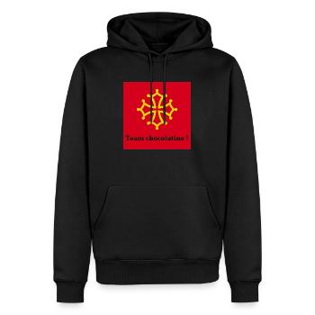 Team chocolatine ! - Sweat à capuche Premium bio Homme - noir - Devant - Nico (187cm)