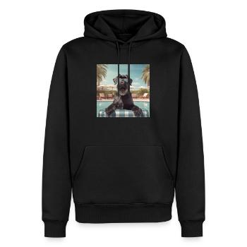 Riesenschnauzer mit Sonnenbrille im Urlaub - Männer Premium Bio Hoodie - Schwarz - Vorne - Nico (187cm)
