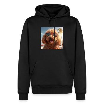 Pudel mit Sonnenbrille im Urlaub am Strand - Männer Premium Bio Hoodie - Schwarz - Vorne - Nico (187cm)