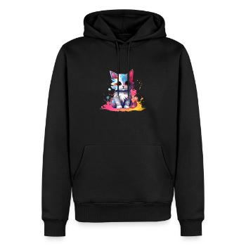 Unique Cat splash Kitty Cat Print Design - Men’s Premium Organic Hoodie - black - Front - Nico (187cm)