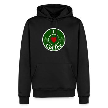 Ich liebe Kaffee - Männer Premium Bio Hoodie - Schwarz - Vorne - Nico (187cm)