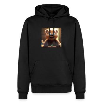 Petit ours heureux - Sweat à capuche Premium bio Homme - noir - Devant - Nico (187cm)