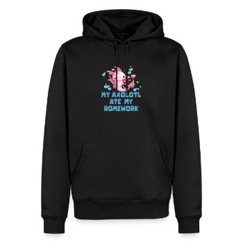 My Axolotl ate my Homework - Männer Premium Bio Hoodie - Schwarz - Vorne - Nico (187cm)