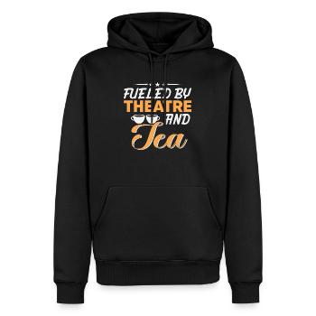 Fueled by Theatre and Tea - Männer Premium Bio Hoodie - Schwarz - Vorne - Nico (187cm)
