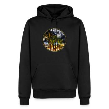Costa Blanca Straße bei Nacht - Männer Premium Bio Hoodie - Schwarz - Vorne - Nico (187cm)