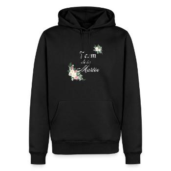 team de la Mariée - Sweat à capuche Premium bio Homme - noir - Devant - Nico (187cm)