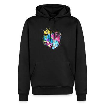 Graffiti-Stil Splash Hip-Hop-Farben Malerfarbe - Männer Premium Bio Hoodie - Schwarz - Vorne - Nico (187cm)