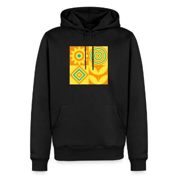 Bauhaus Design Retro Stil, orange, gelb, oberedel - Männer Premium Bio Hoodie - Schwarz - Vorne - Nico (187cm)