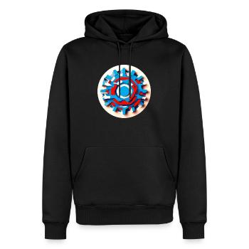 Roue dentée psychédélique abstraite - Sweat à capuche Premium bio Homme - noir - Devant - Nico (187cm)