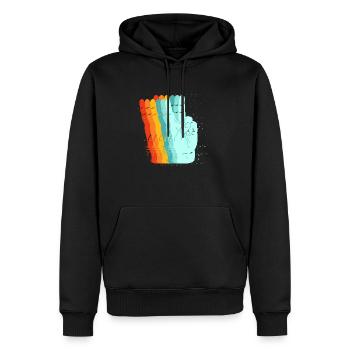 Friedens-Retro-Zeichen - Männer Premium Bio Hoodie - Schwarz - Vorne - Nico (187cm)