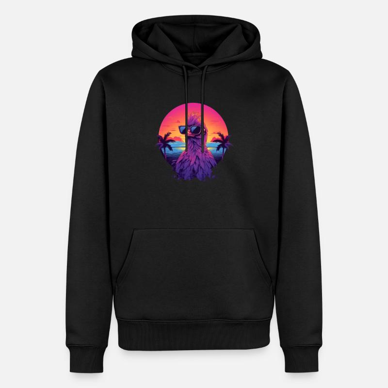 Synthwave Chicken Sunset - Sweat à capuche Premium bio Homme - noir