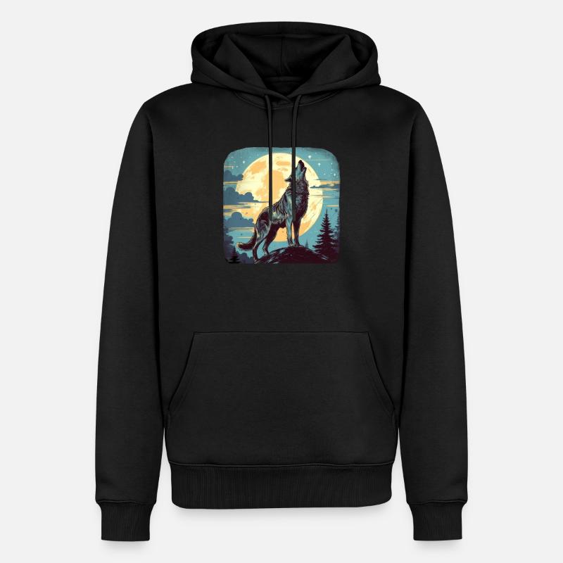 Loup - Sweat à capuche Premium bio Homme - noir