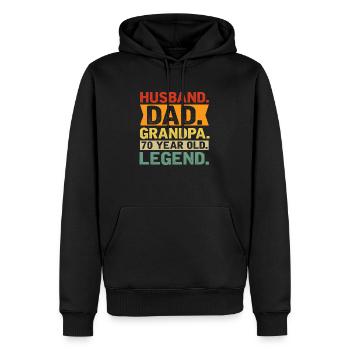 Husband. Dad. Grandpa. 70 Year Old. Laying. - Men’s Premium Organic Hoodie - black - Front - Nico (187cm)