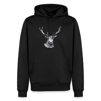 Deer - Men’s Premium Organic Hoodie - black - Front - Nico (187cm)