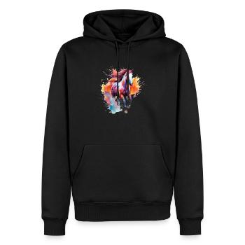colorful water horse painting - Sweat à capuche Premium bio Homme - noir - Devant - Nico (187cm)
