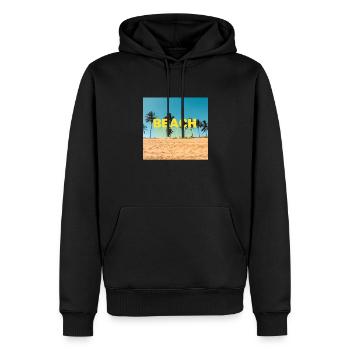 Beach 15 - Männer Premium Bio Hoodie - Schwarz - Vorne - Nico (187cm)